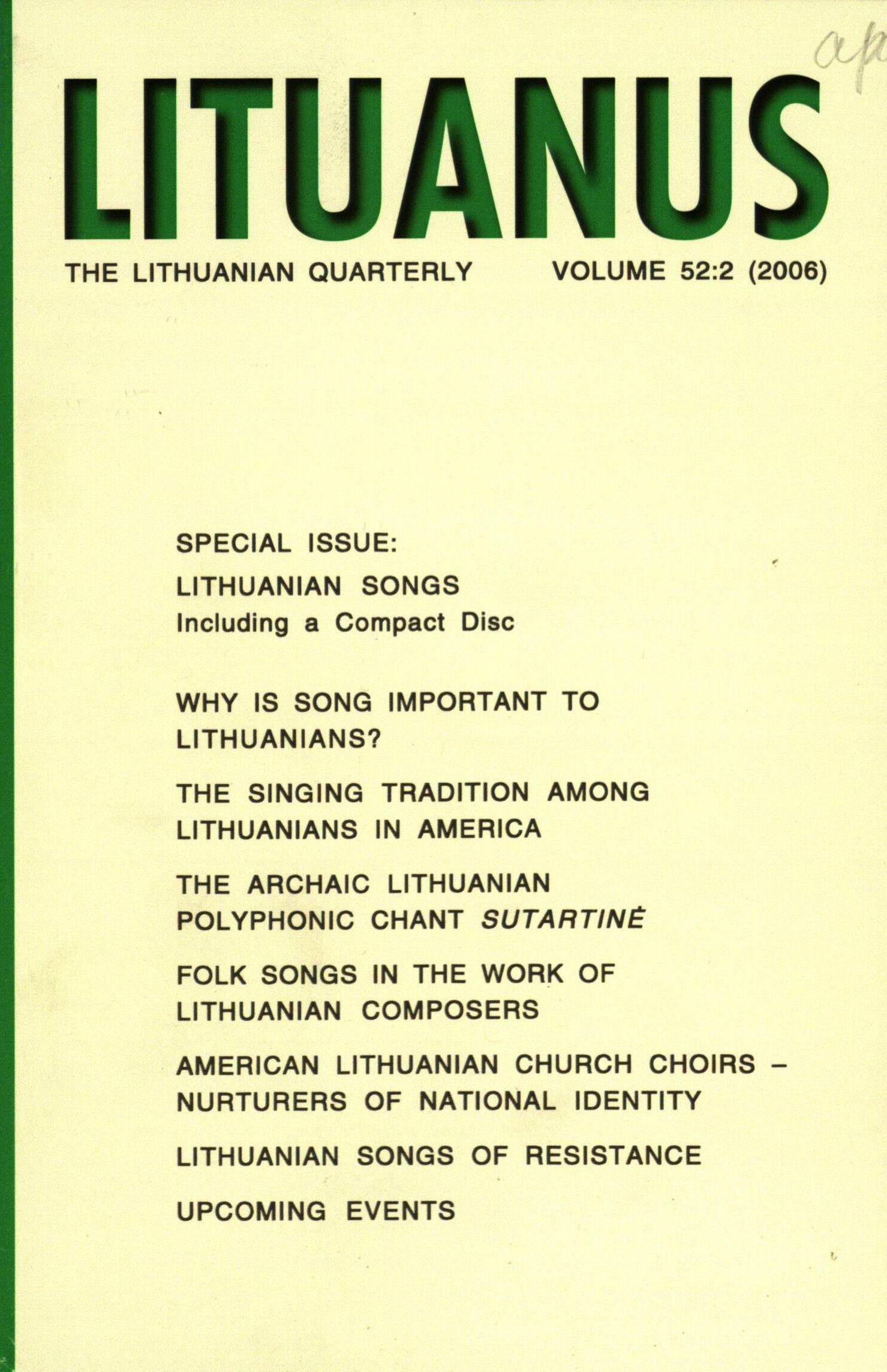 Lituanus / A. V. Dundzila, Editor-in-Chief ... [et al.]. - 1954- - 2006-Nr.2