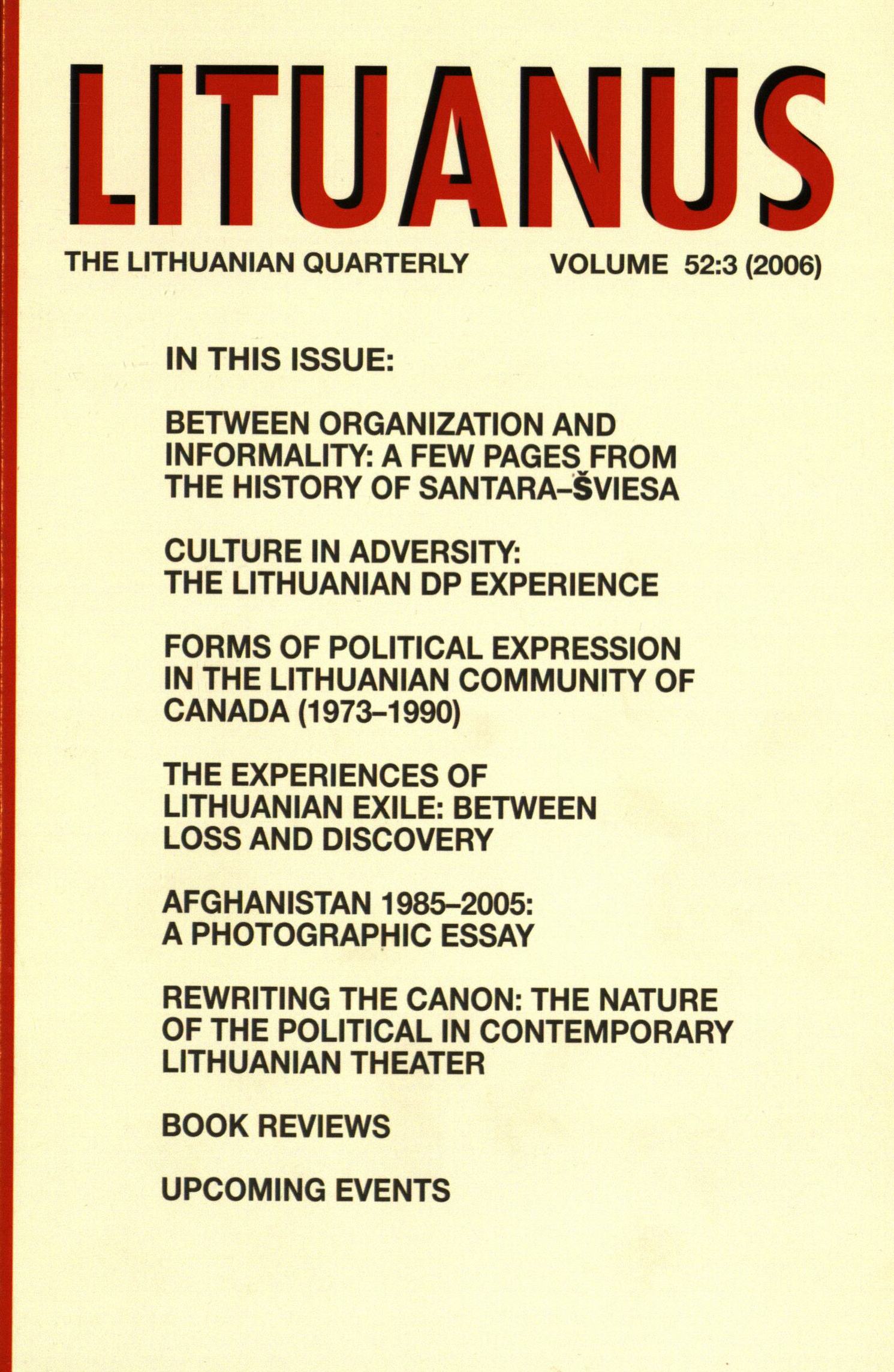 Lituanus / A. V. Dundzila, Editor-in-Chief ... [et al.]. - 1954- - 2006-Nr.3