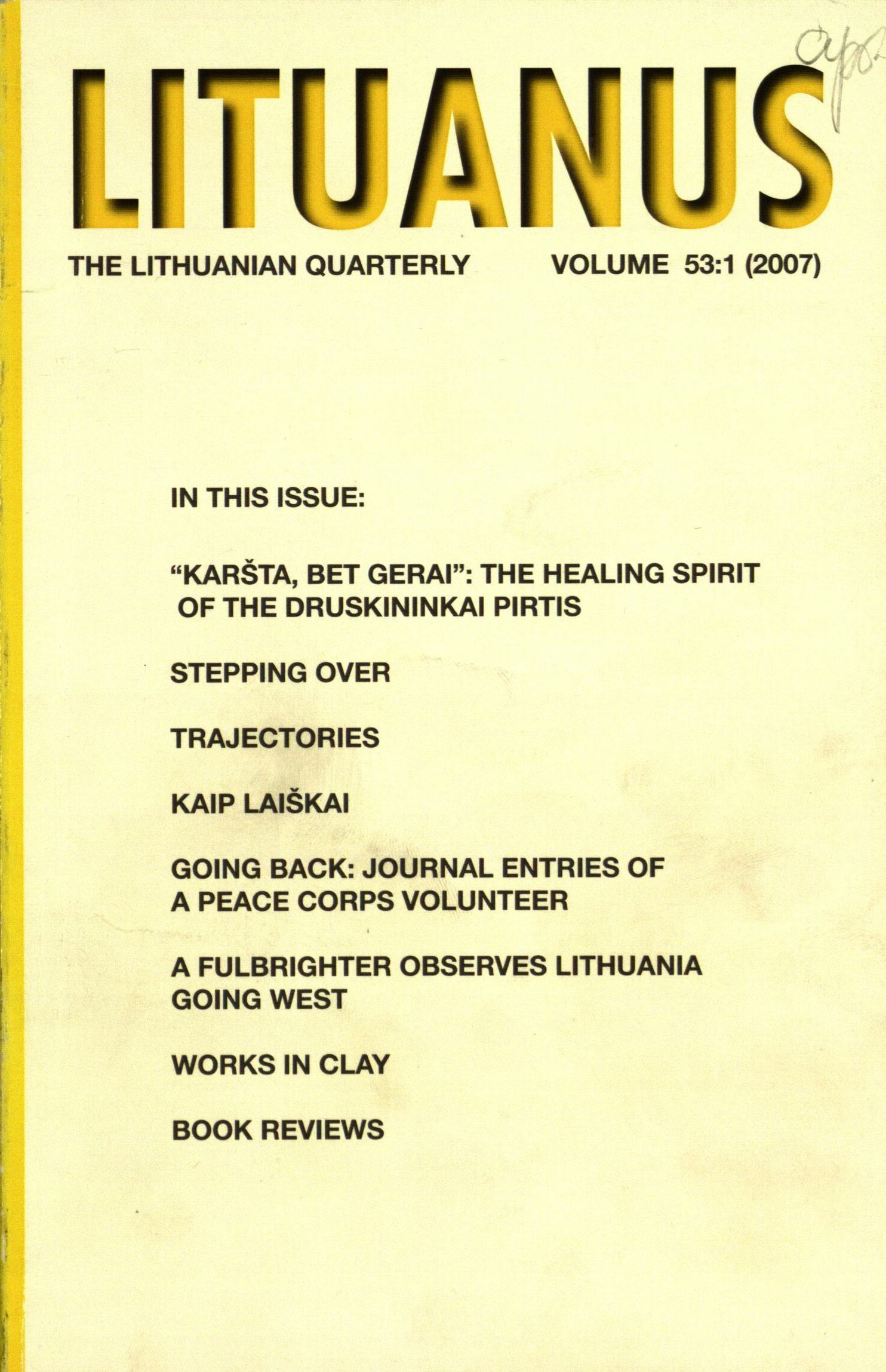 Lituanus / A. V. Dundzila, Editor-in-Chief ... [et al.]. - 1954- - 2007-Nr.1