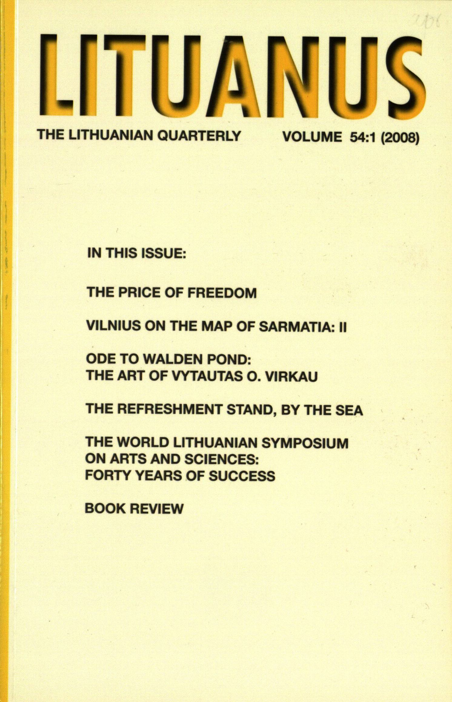 Lituanus / A. V. Dundzila, Editor-in-Chief ... [et al.]. - 1954- - 2008-Nr.1