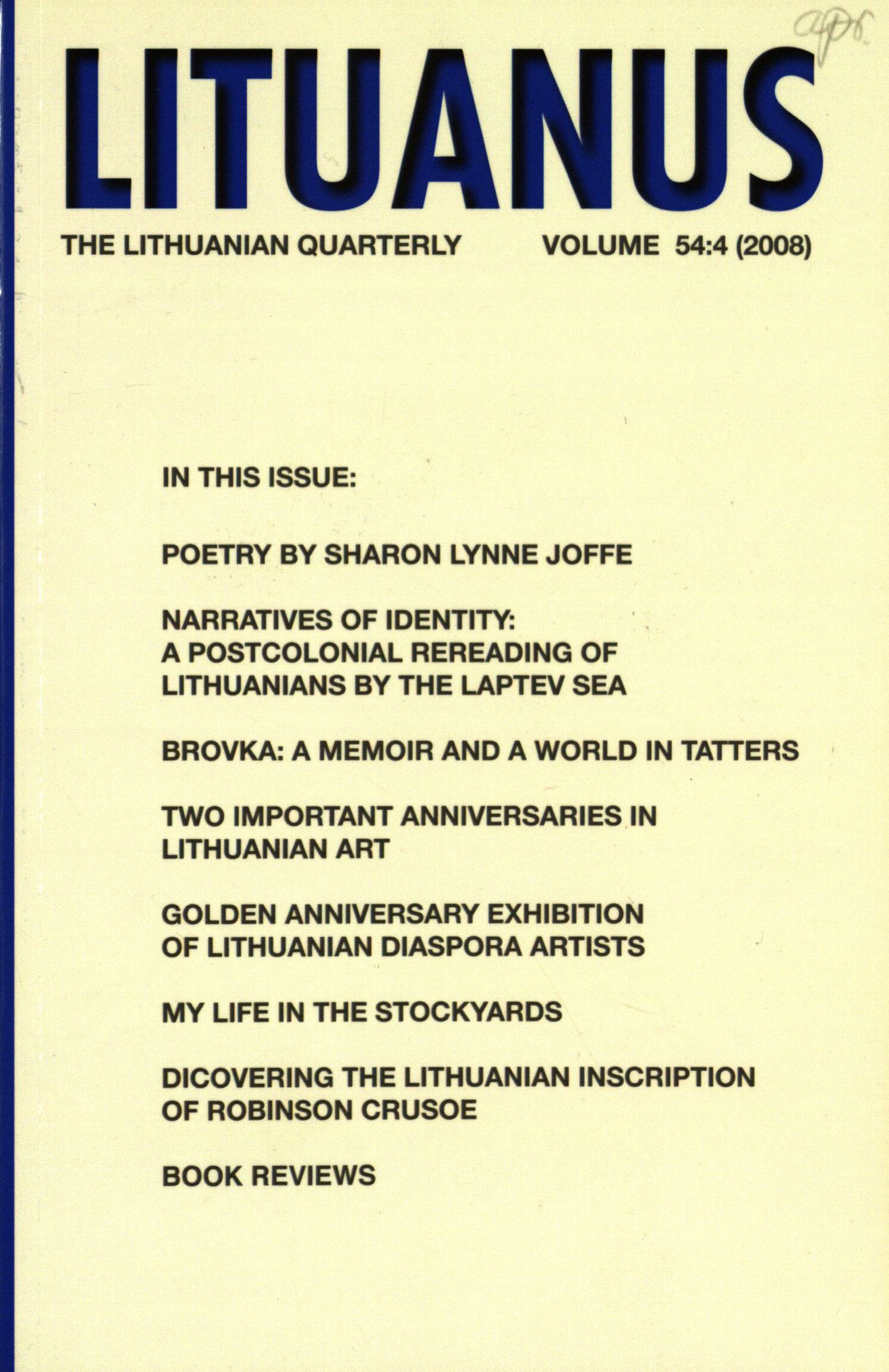 Lituanus / A. V. Dundzila, Editor-in-Chief ... [et al.]. - 1954- - 2008-Nr.4