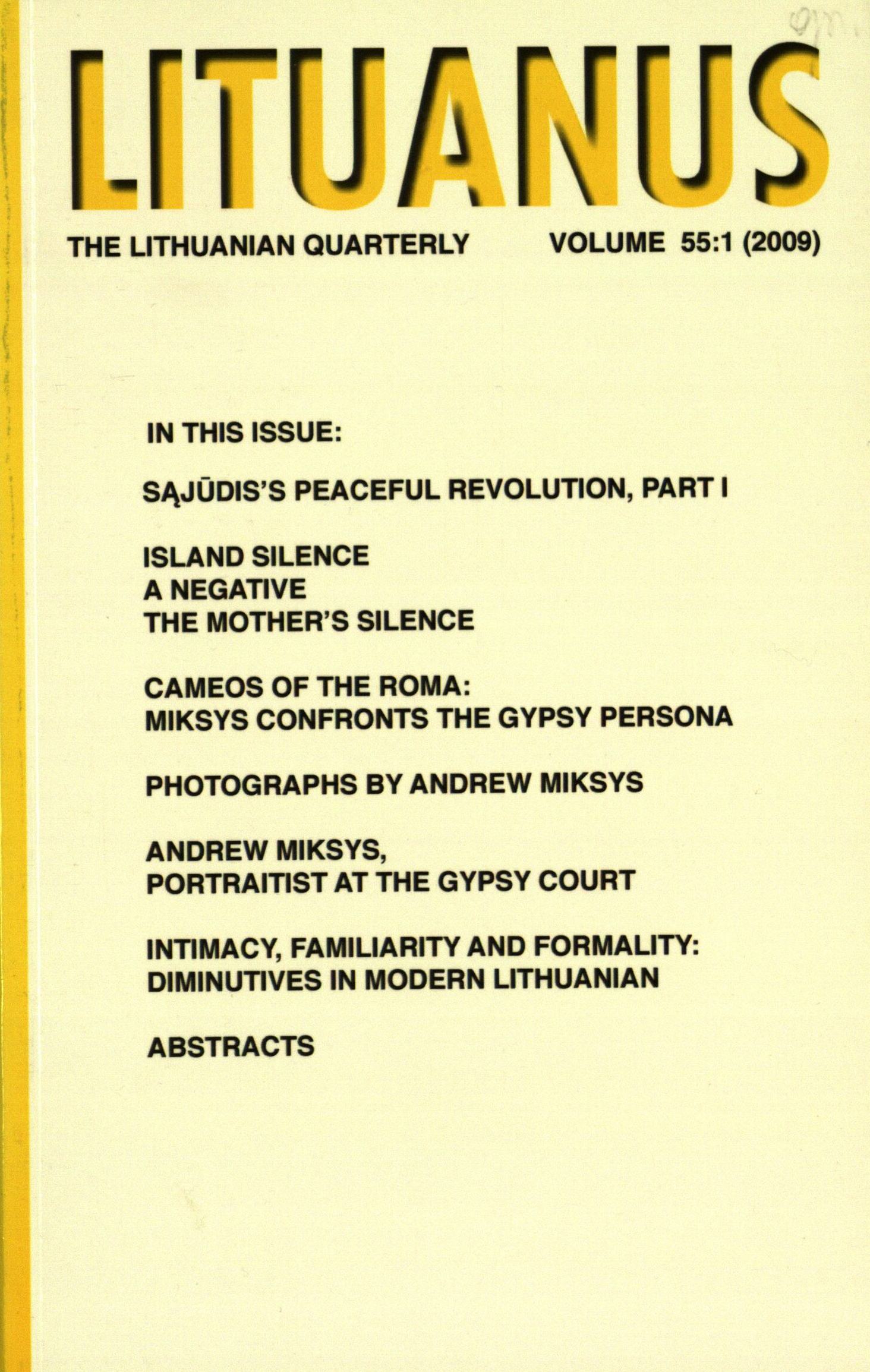 Lituanus / A. V. Dundzila, Editor-in-Chief ... [et al.]. - 1954- - 2009-Nr.1