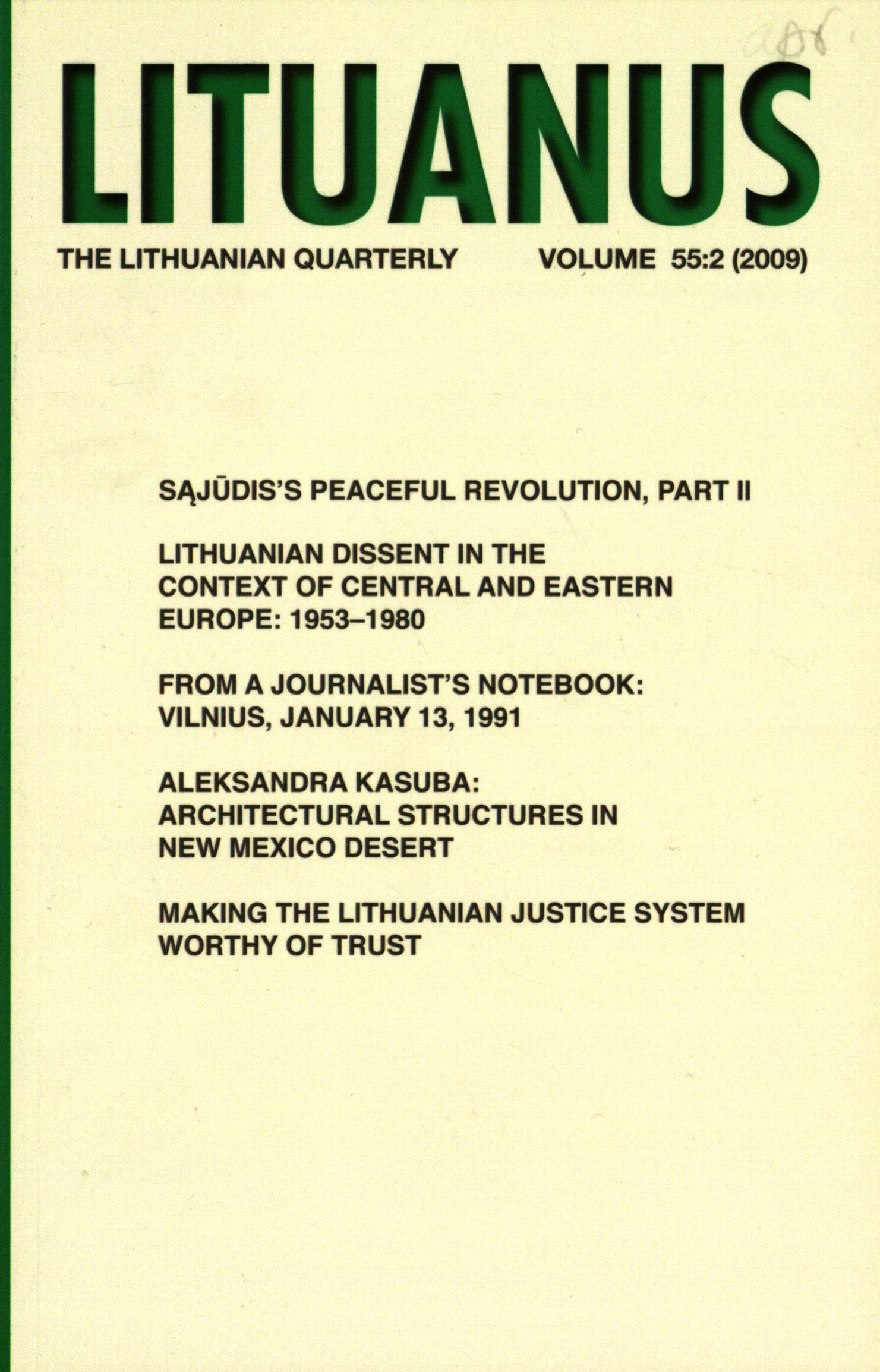 Lituanus / A. V. Dundzila, Editor-in-Chief ... [et al.]. - 1954- - 2009-Nr.2