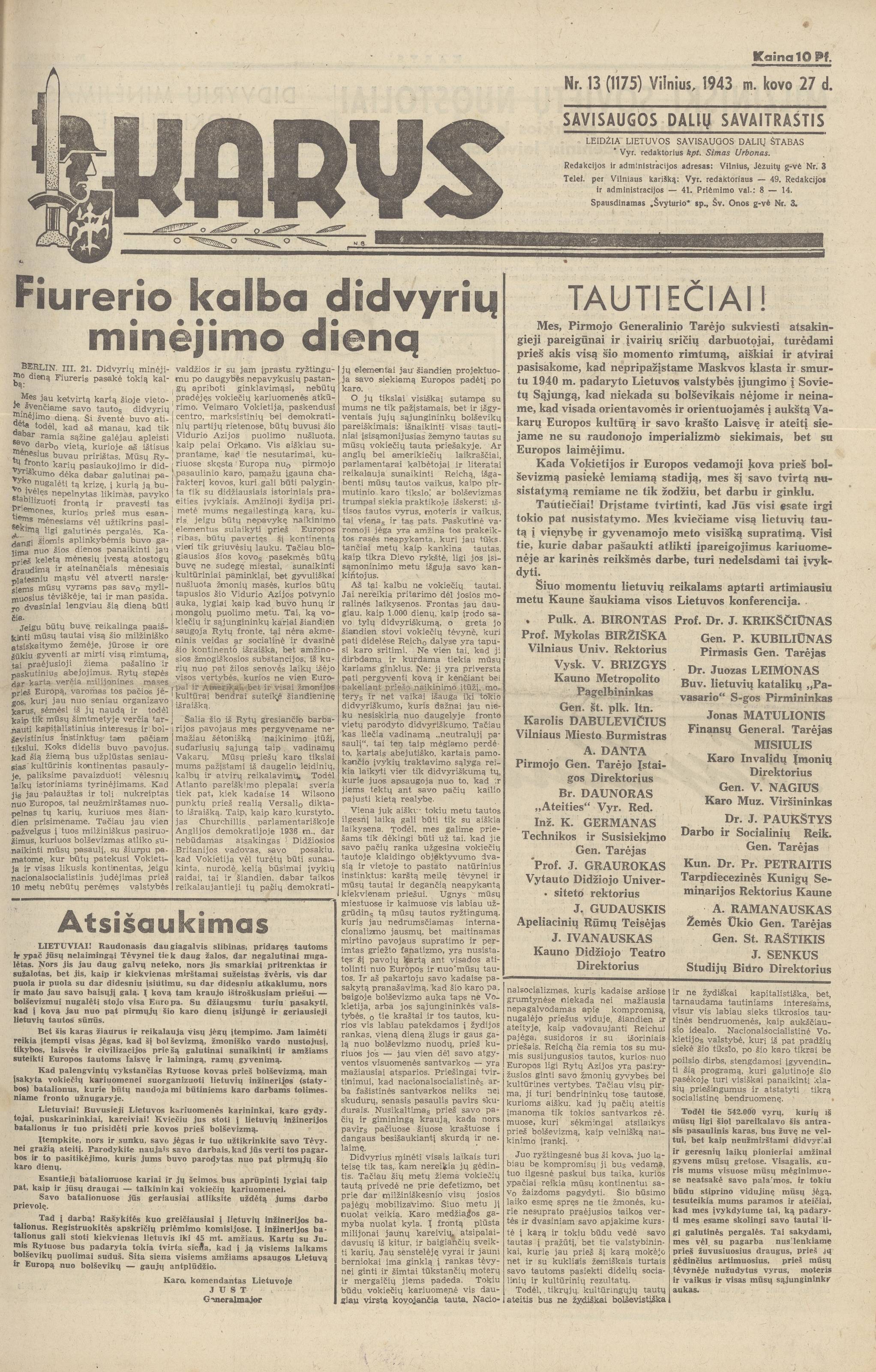 Karys / redaktorius Jonas Martynas Laurinaitis]. - 1920-1945, 1991- - 1944-Nr.24